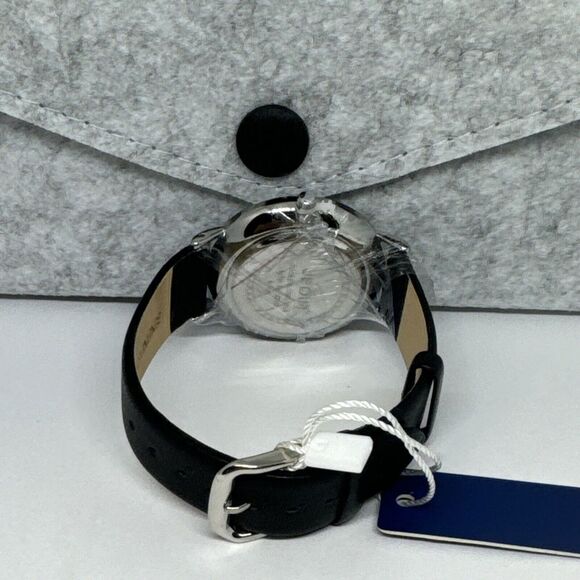 Jedir Men's Black Leather Analog White Dial Quartz Chronometer Watch JNA59 - Picture 10 of 12